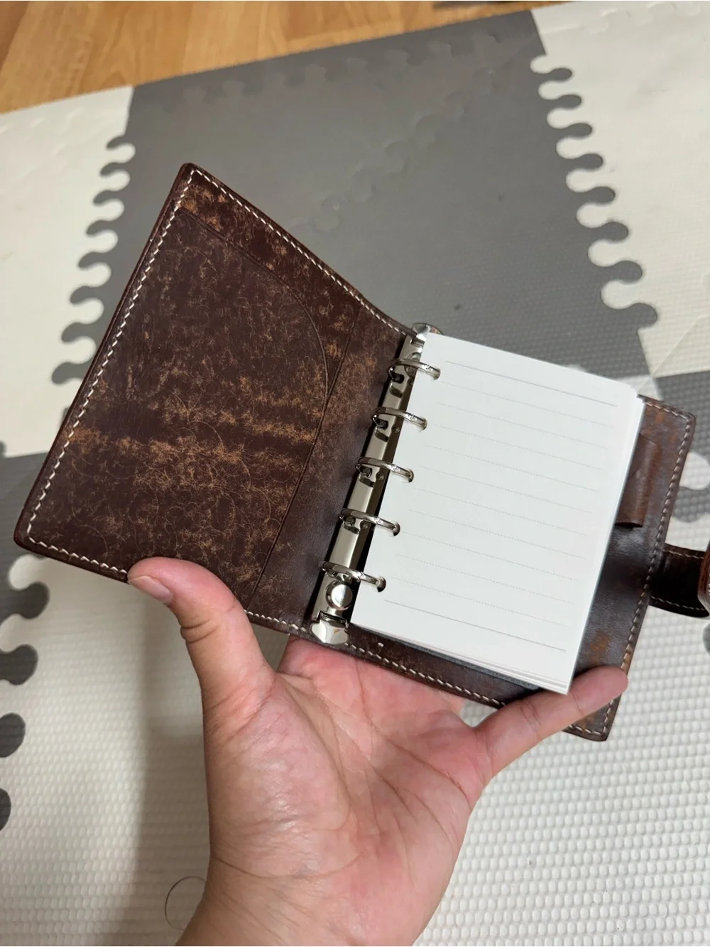 Mini 5 Pueblo leather planner Purple and Brown